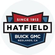Off-white circle featuring Hatfield Buick GMC logo