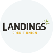 Off-white circle featuring Landings Credit Union logo