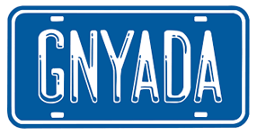Thumbnail image of the GNYADA Association logo as blue license plate.
