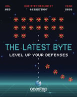 Cover of The Latest Byte 2026 Volume 3 displaying a retro video game look to represent the theme of Leveling Up ones IT defenses.